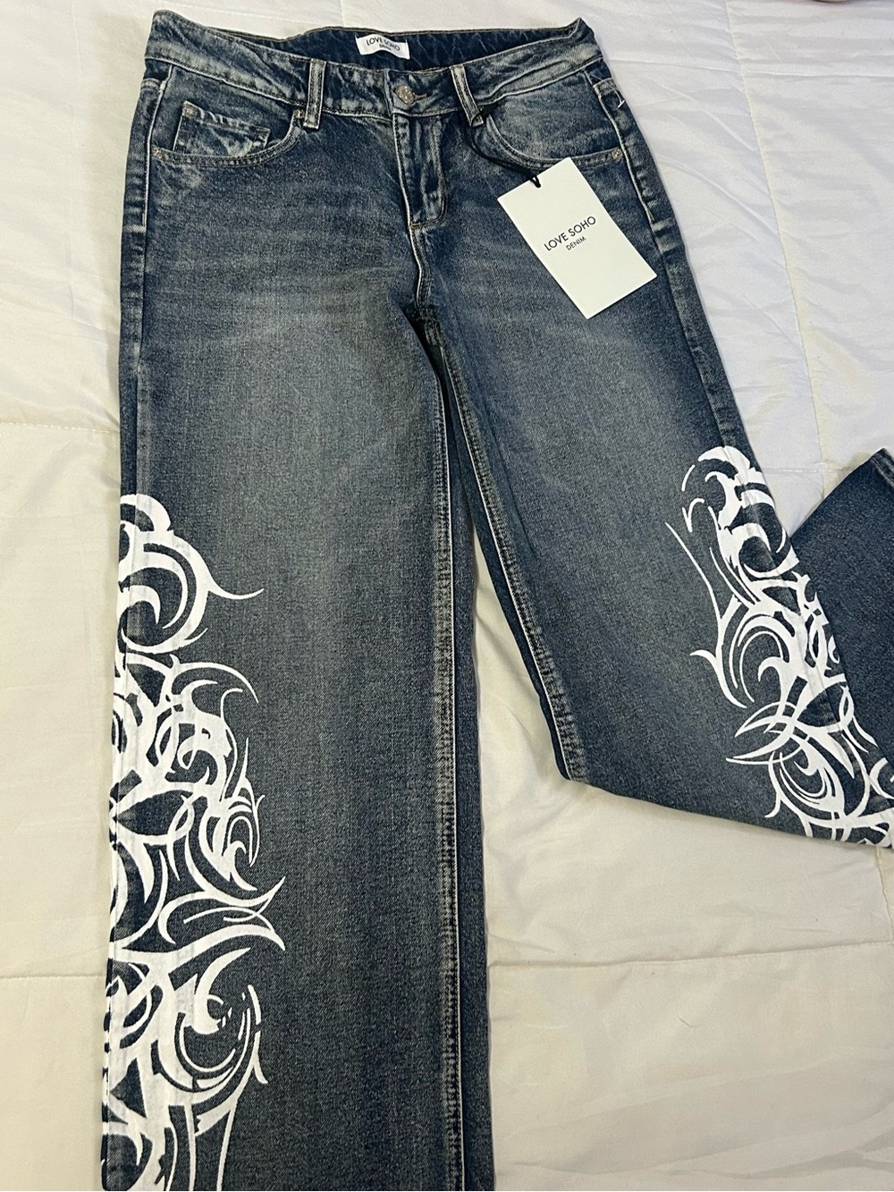 Women's Black Tribal Print Jeans